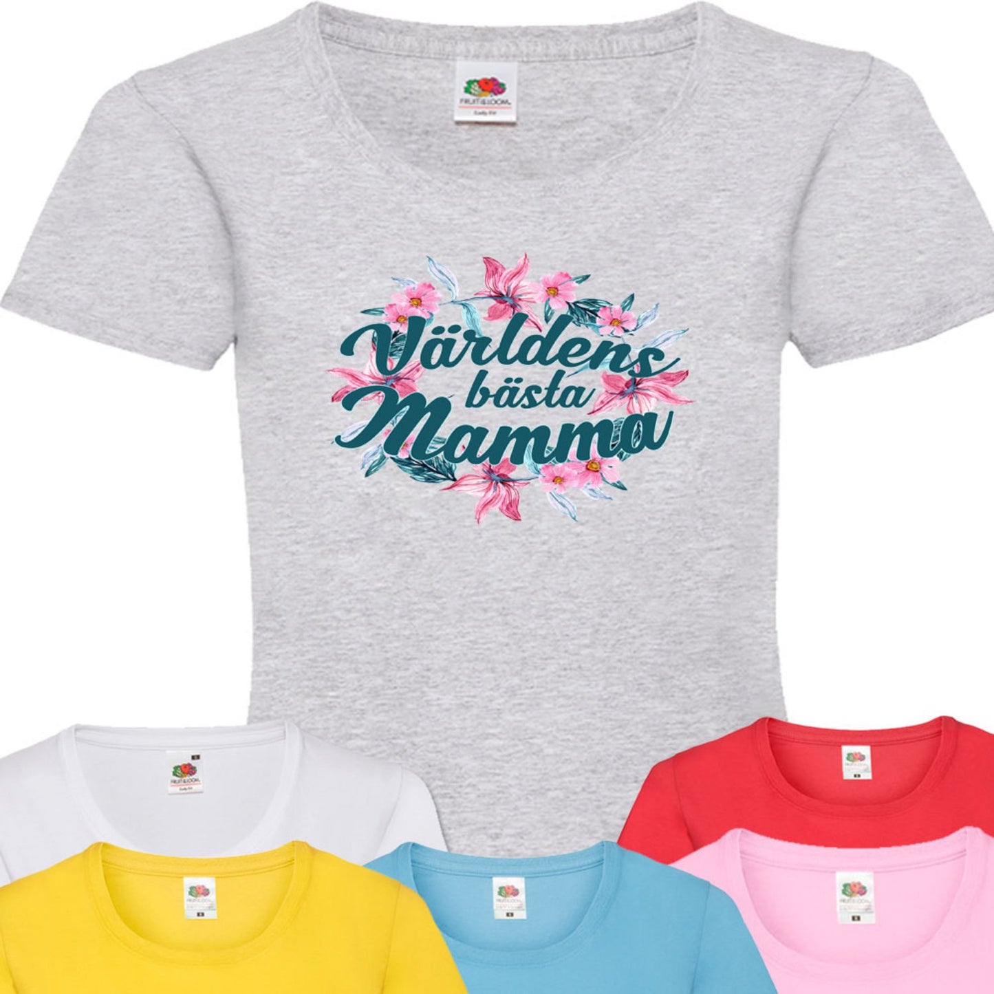 Mamma dam t-shirt - flera färger - Blom