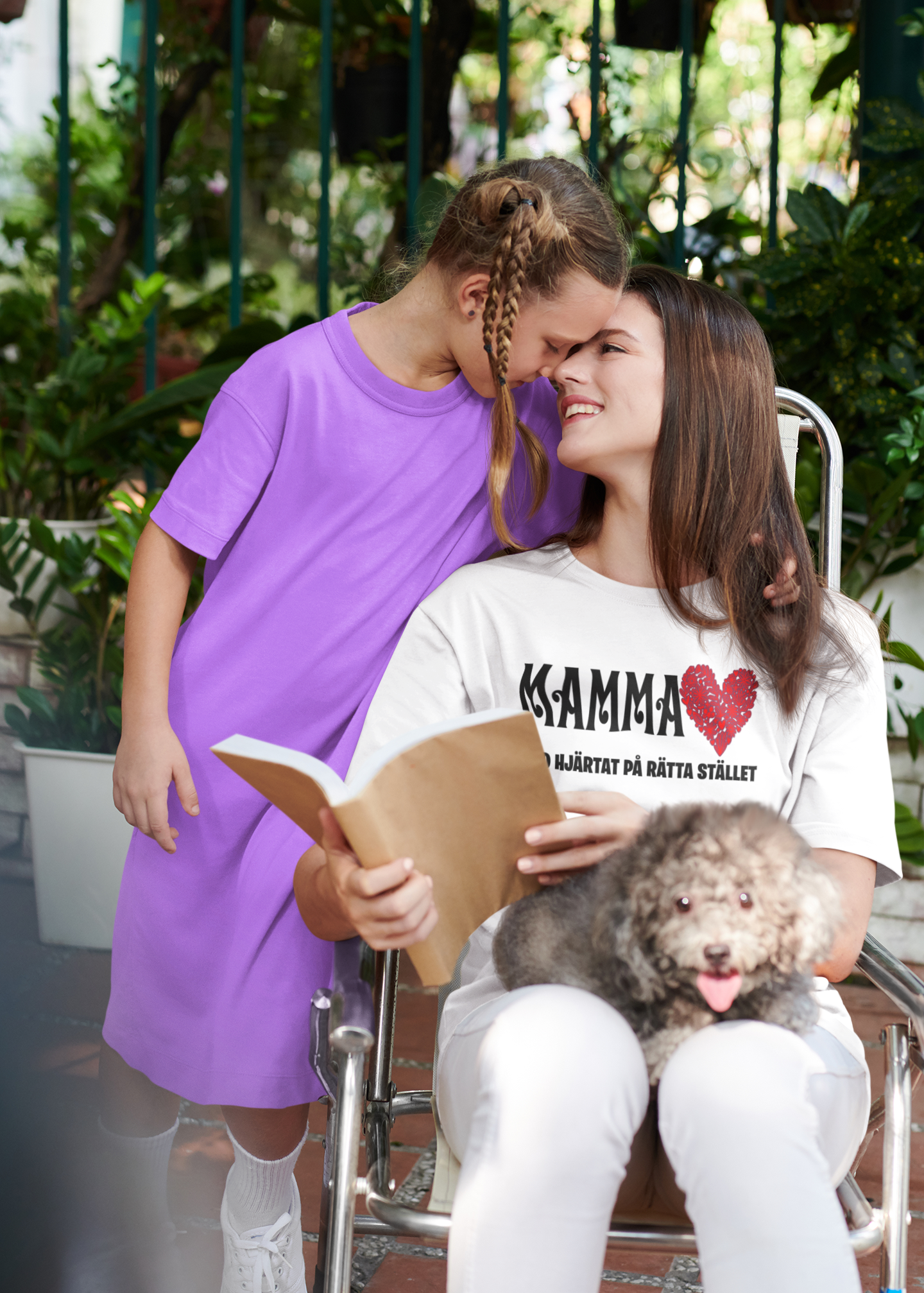 Mamma vit T-shirt  - Mamma, med hjärtat på rätta stället