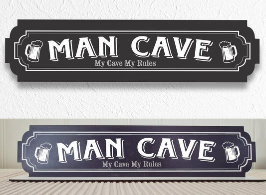 Man Cave svart skylt - Man Caveskylt med stativbasen 35x80mm beer, home bar
