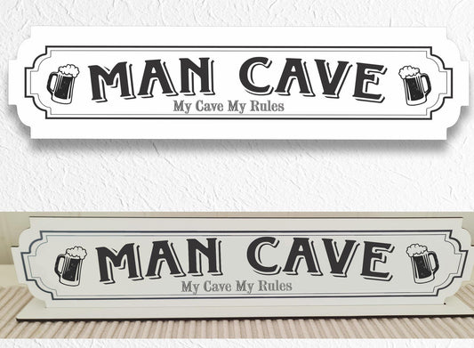 Man Cave vit skylt - Man Caveskylt med stativbasen 350x80mm beer, home bar