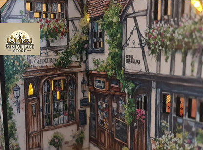 Mini byscen – LED-vänlig design by i engelsk stil -Tudor mini village
