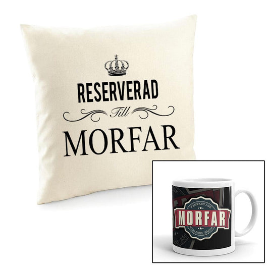 Morfar reserverd kuddfodral 40x40 & mugg paket