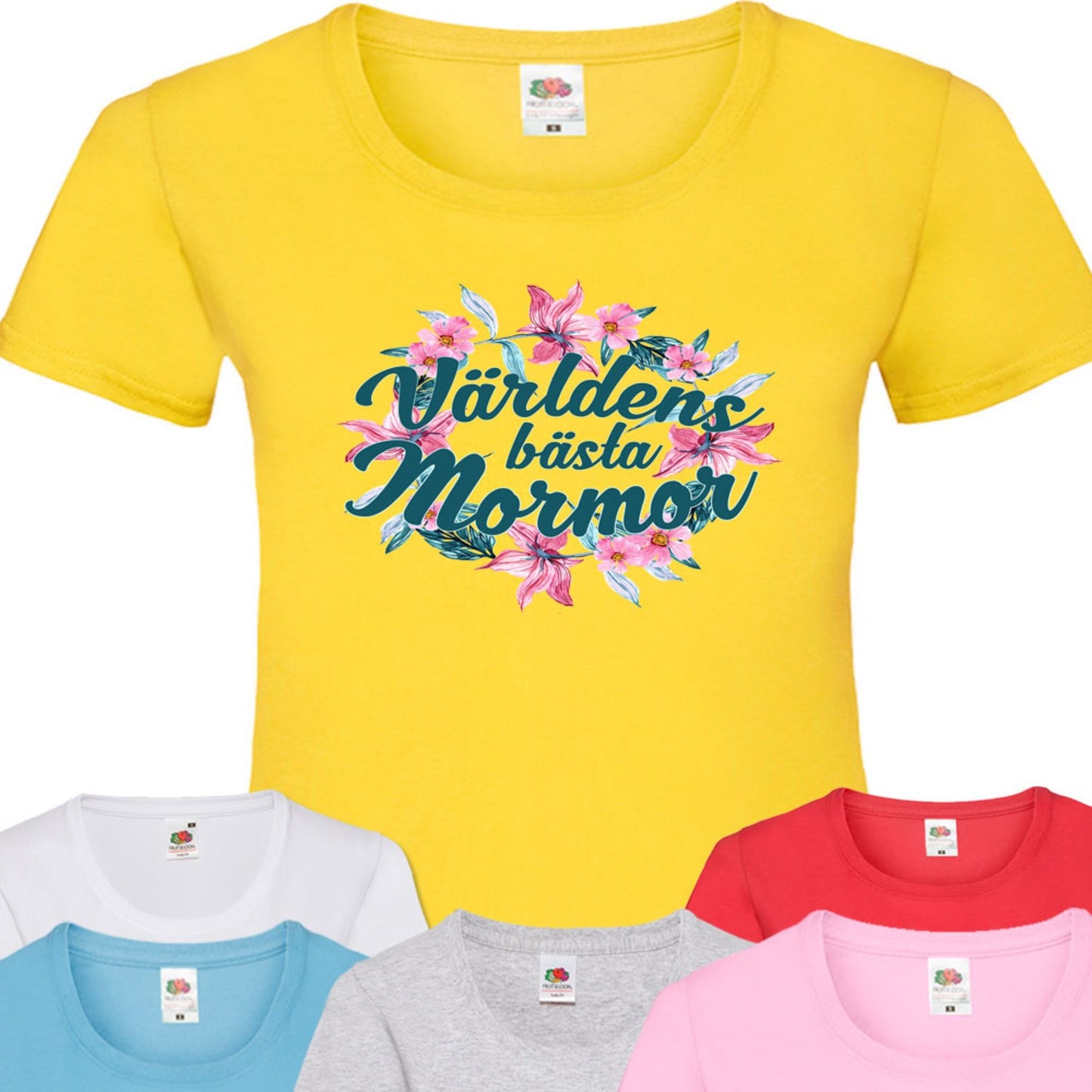 Mormor t-shirt - flera färger - Blom