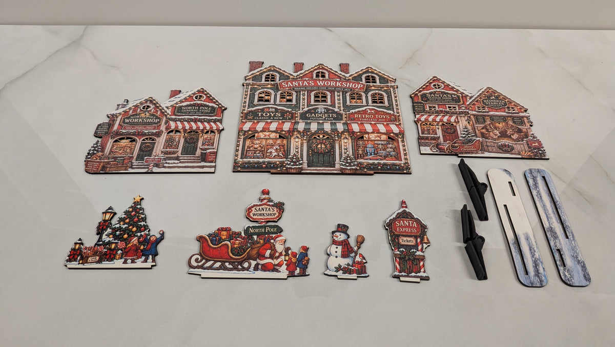 Santa’s Workshop julby – LED-förberedd tomteverkstad, upp till 72 cm
