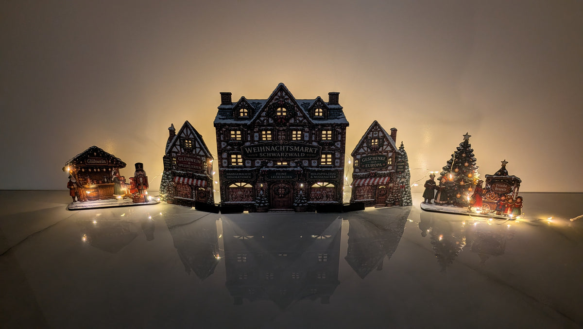 German Christmas Street julby – LED-förberedd tysk julmarknad, upp till 72 cm