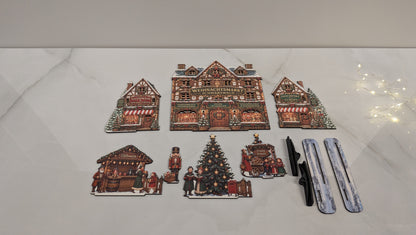 German Christmas Street julby – LED-förberedd tysk julmarknad, upp till 72 cm