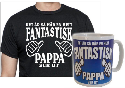 Pappa T-shirt & Mugg Paket - Hur en fantastisk Pappa ser ut