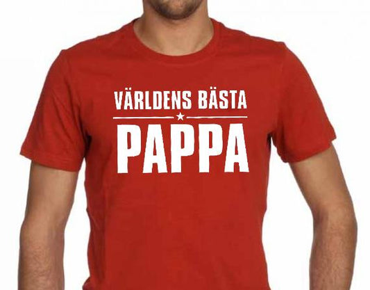 Pappa T-shirt - Röd  - Världens bästa pappa
