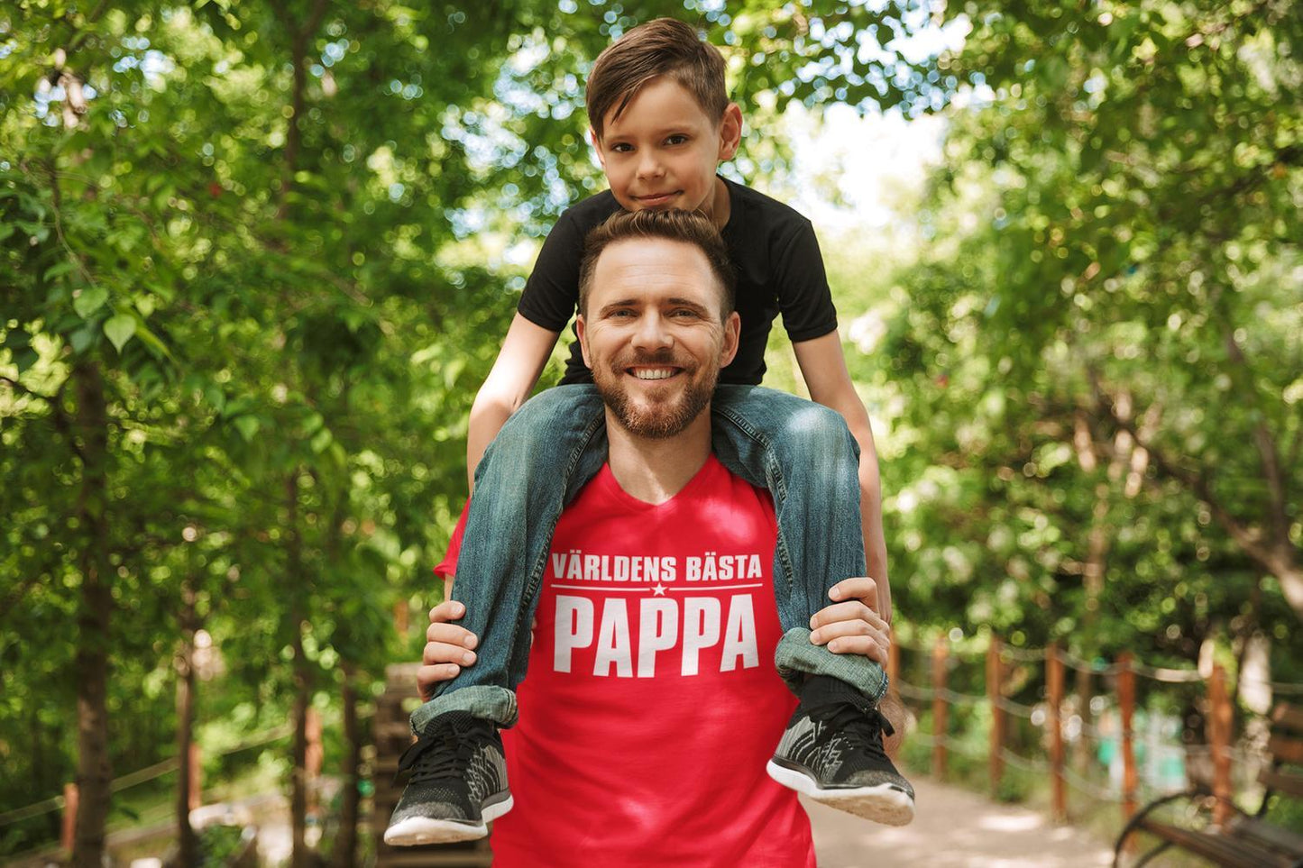 Pappa T-shirt - Röd  - Världens bästa pappa