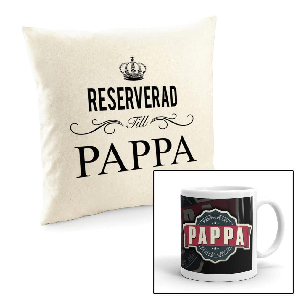 Pappa reserverd kuddfodral 40x40 & mugg paket