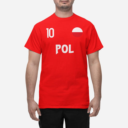 Polen landslag t-shirt i röd POL & 10 fotboll VM 2026