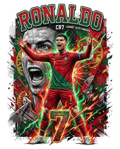 Portugal Ronaldo 7 T-shirt – Polyester Sporttröja med tryck fram & bak