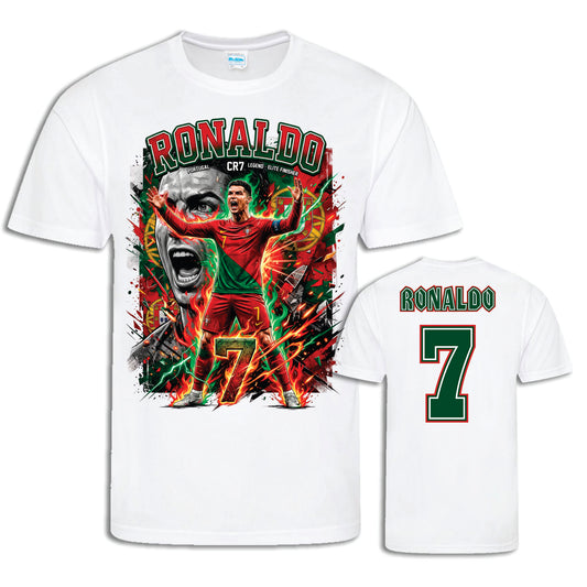 Portugal Ronaldo 7 T-shirt – Polyester Sporttröja med tryck fram & bak