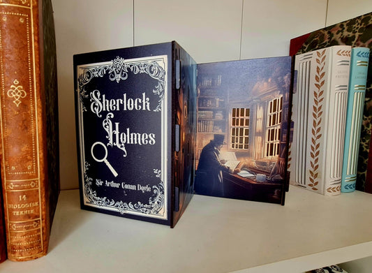 Sherlock Holmes Glow Book Scene 3D-bokkonst, hyllbelyst display för led-lampor,