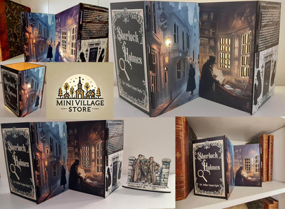 Sherlock Holmes Glow Book Scene 3D-bokkonst, hyllbelyst display för led-lampor,