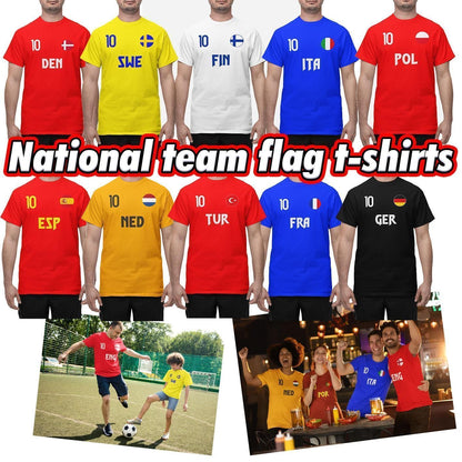 Spanien landslag t-shirt i röd med ESP & 10 fotboll eurovision