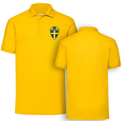 Sverige Pikétröja – Gul med Logotryck