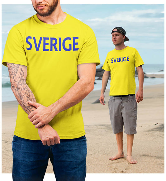 Sverige T-shirt – Gul med tryck fram