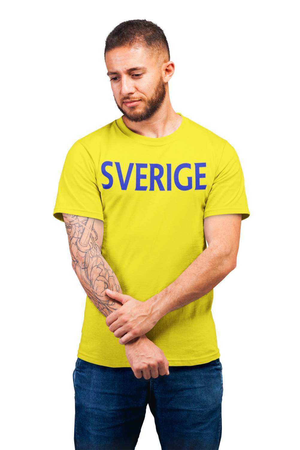 Sverige T-shirt – Gul med tryck fram