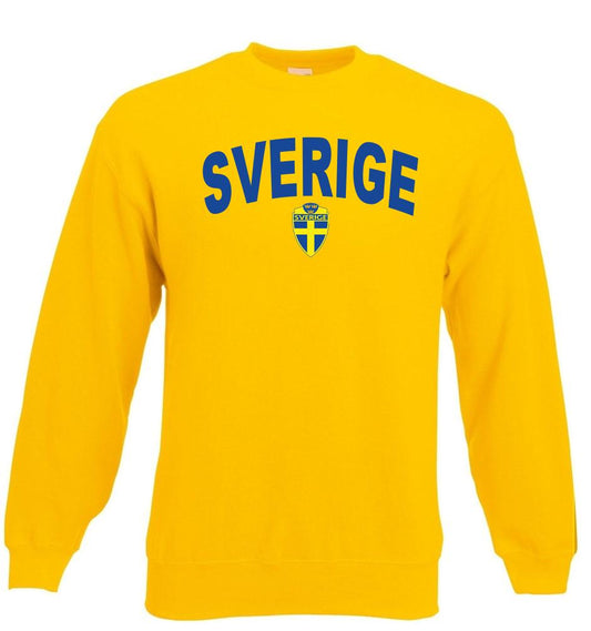 Sverige sweatshirt tröja Sweden logo & text fram - Gul