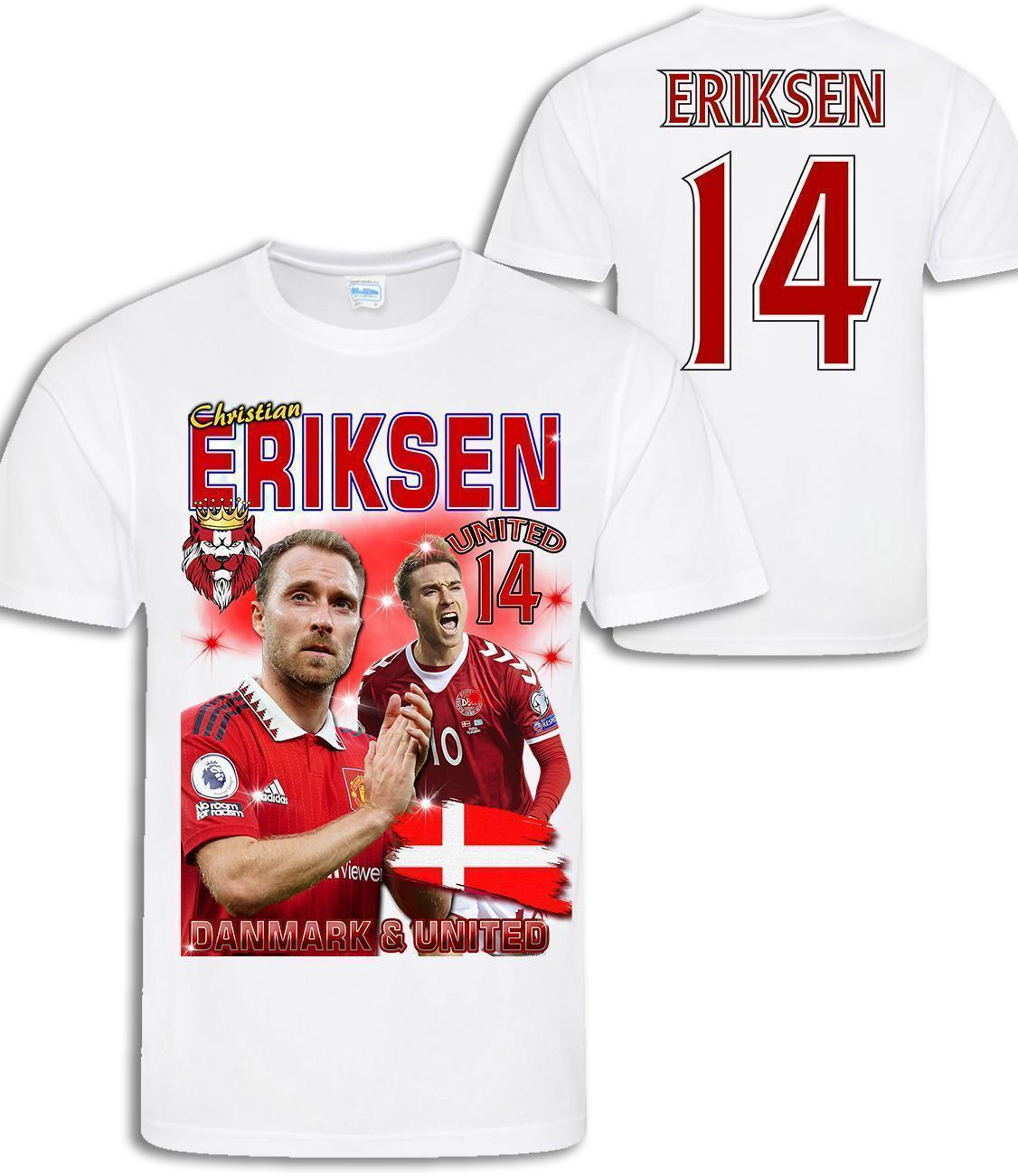 T-shirt Eriksen Danmark & United med tryck fram & bak