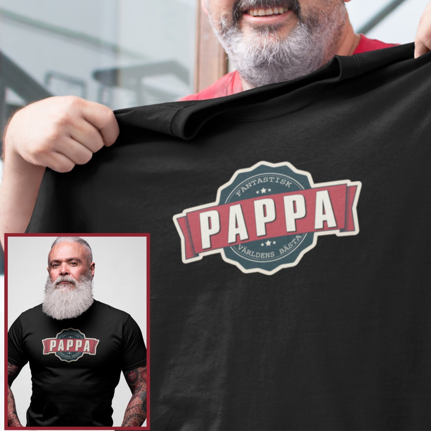 T-shirt med Pappa vintage stil färg tryck