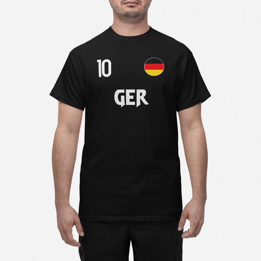 Tyskland landslag t-shirt i svart med GER & 10 fotboll Germany VM 2026