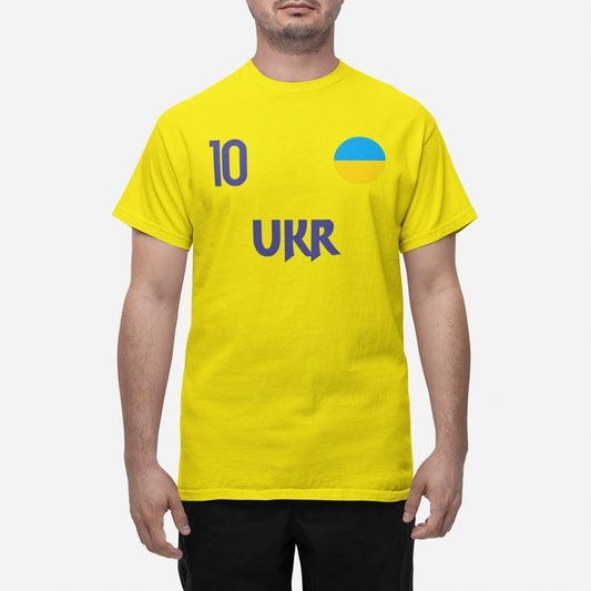 Ukraina landslag t-shirt i gul UKR  & 10 fotboll Ukraine VM 2026