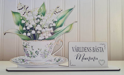 Världens bästa Mamma – Present med Liljekonvalj i Tekopp