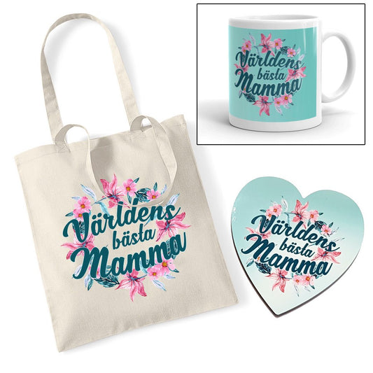 Världens bästa mamma mugg underlägg & väska - tygkasse