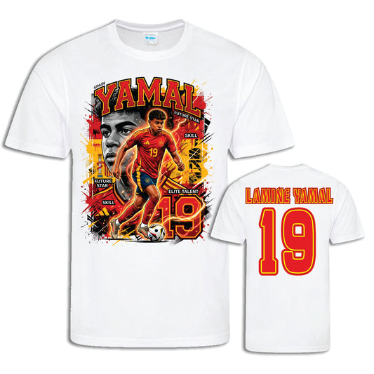 Spanien Yamal 19 T-shirt – Polyester Sporttröja med tryck fram & bak