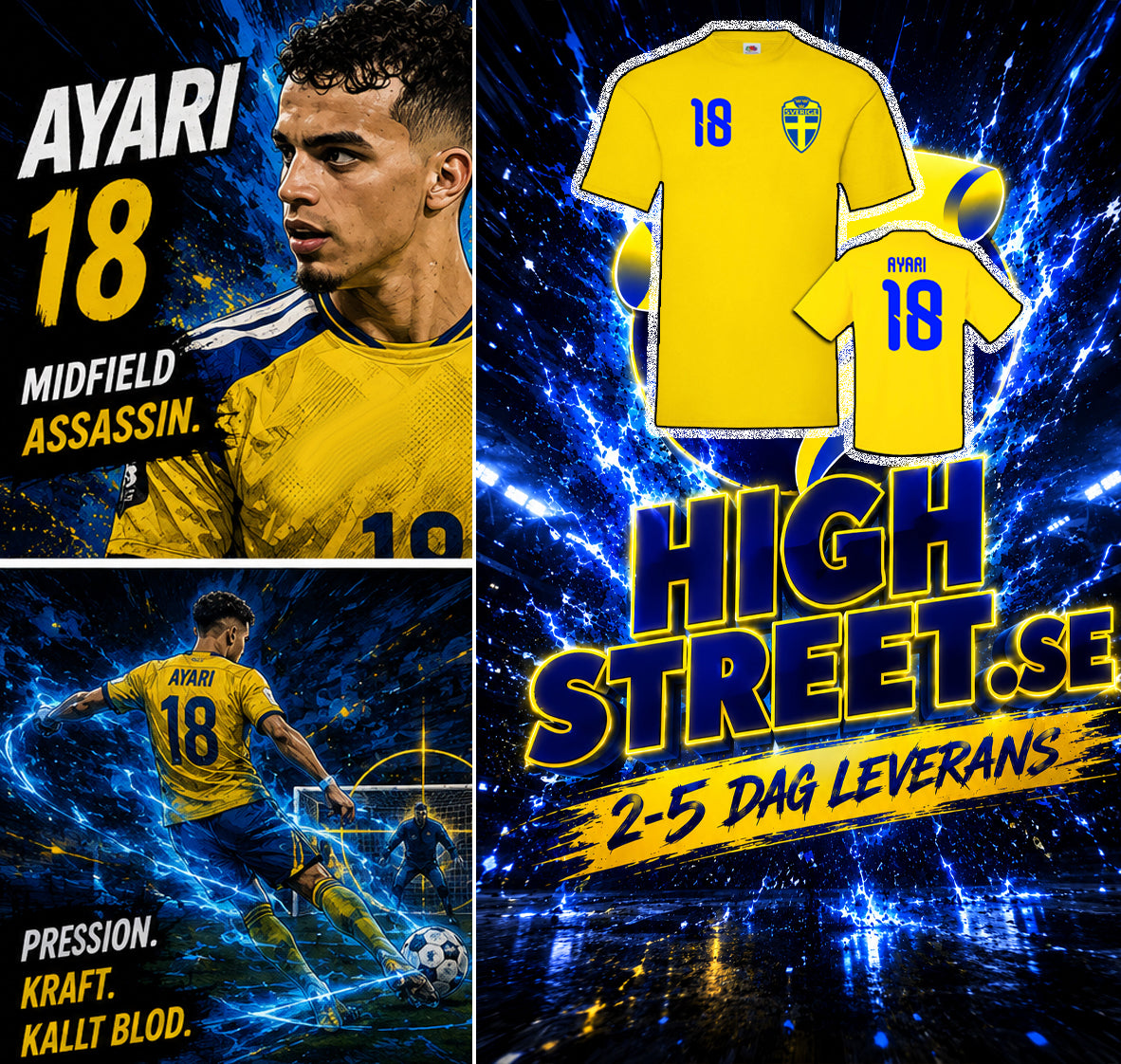 Sverige Ayari 18 T-shirt – Gul Supportertröja