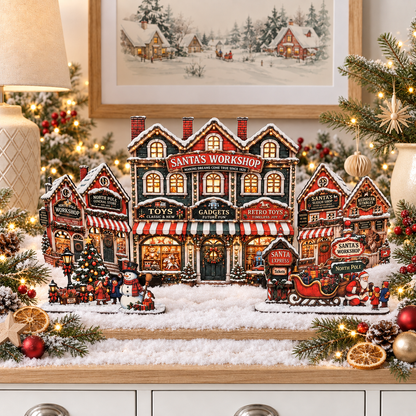 Santa’s Workshop julby – LED-förberedd tomteverkstad, upp till 72 cm