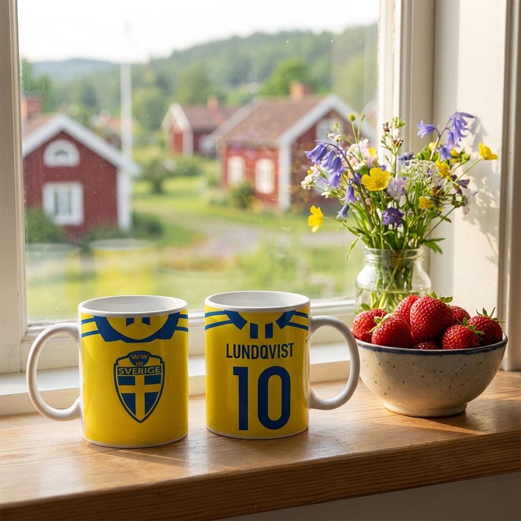 Sverige tröja stil mugg med eget namn & nummer tryck