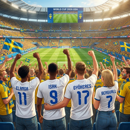 Sverige T-shirt med eget namn & nummer – Personlig supportertröja