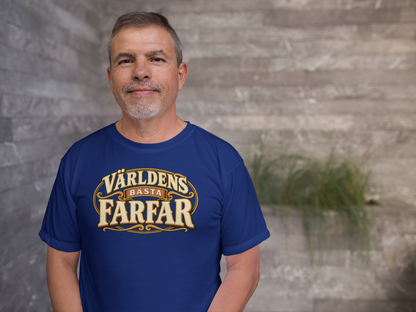 Världens bästa farfar T-shirt – Marinblå med retrologga