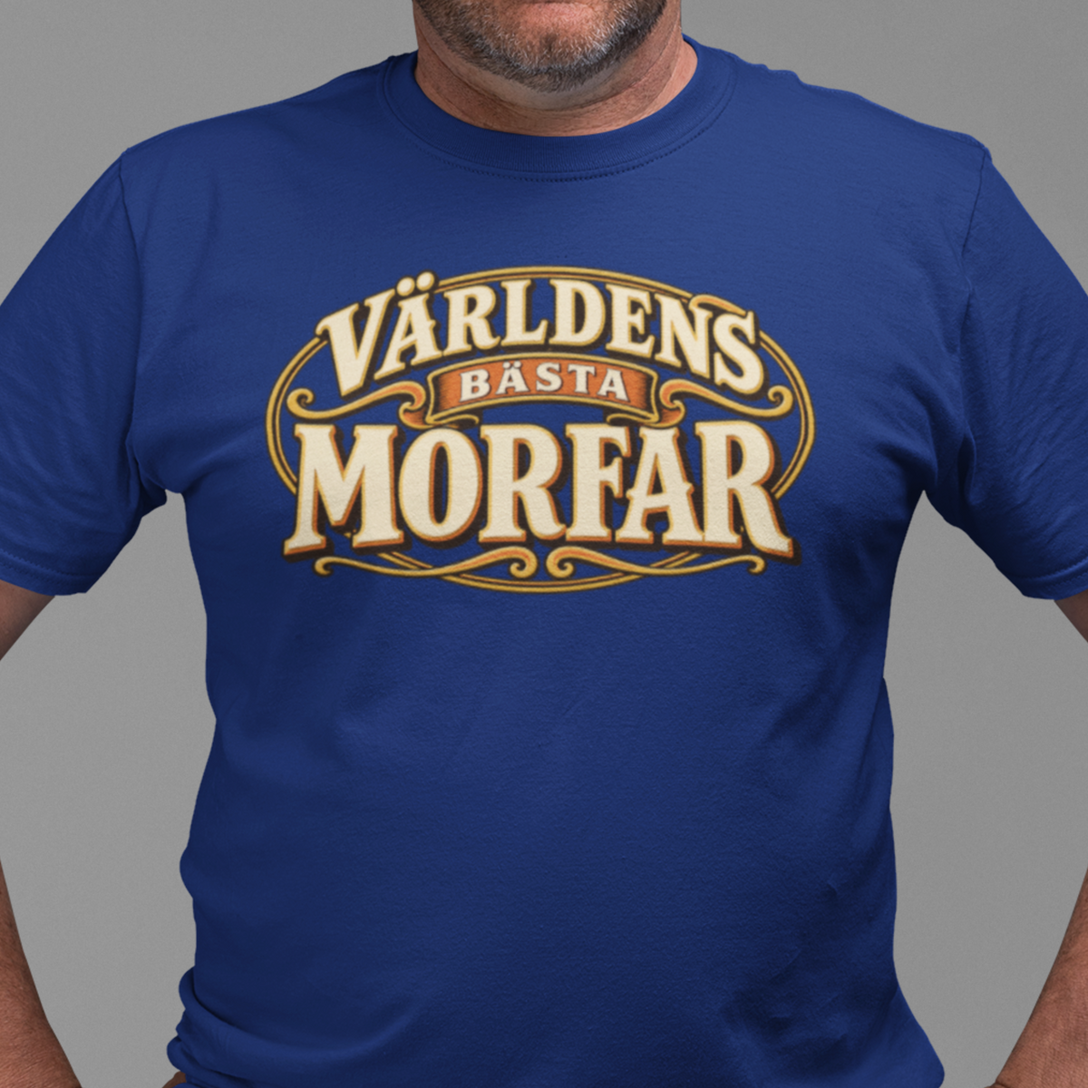 Världens bästa morfar – Marinblå T-shirt med modern retrologga