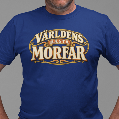 Världens bästa morfar – Marinblå T-shirt med modern retrologga