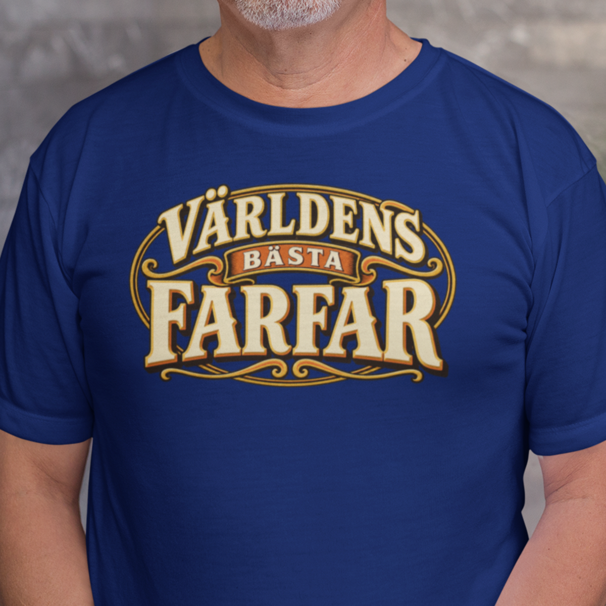 Världens bästa farfar T-shirt – Marinblå med retrologga