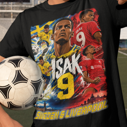 Alexander Isak T-shirt – Sverige & Liverpool – Svart – Barn & Vuxen