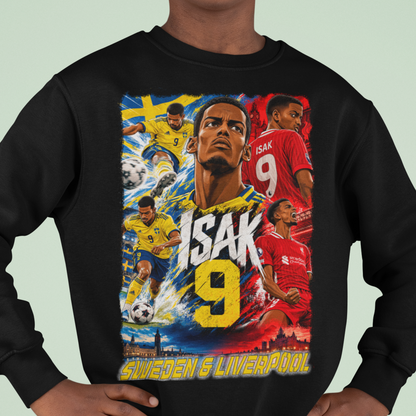 Alexander Isak Sweatshirt – Sverige & Liverpool – Svart – Barn & Vuxen