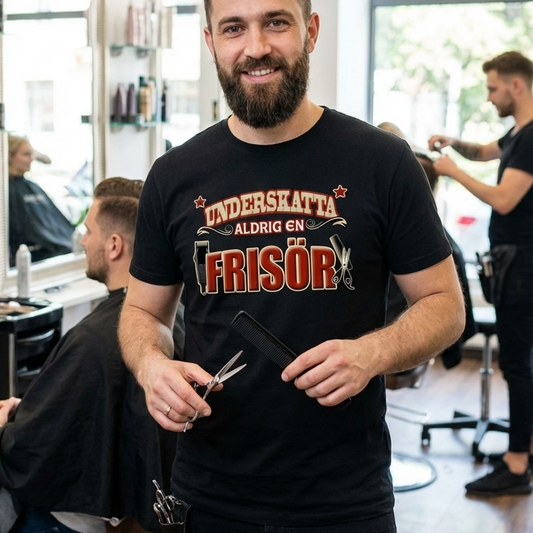Yrkes T-shirt  - Underskatta aldrig en Frisor