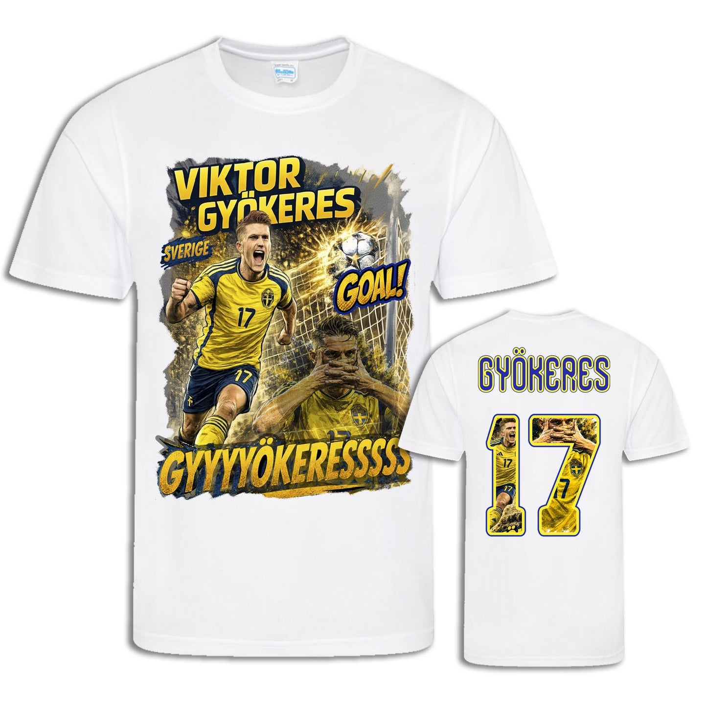 Viktor Gyökeres 17 T-shirt Barn & Vuxen – Sverige Fotbollströja med Tryck Fram & Bak