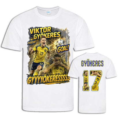 Viktor Gyökeres 17 T-shirt Barn & Vuxen – Sverige Fotbollströja med Tryck Fram & Bak