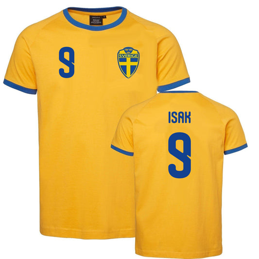 Sverige Supporter T-shirt – Isak #9 Ringer sweden t-tröja tryck fram & bak - REA