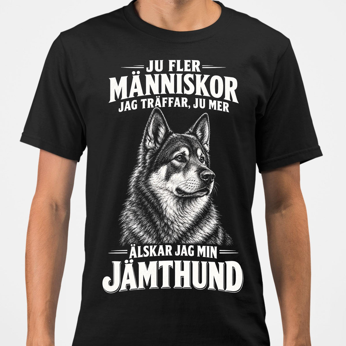 Jämthund T-shirt – Ju fler människor – Hund T-shirt i Svart