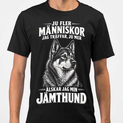 Jämthund T-shirt – Ju fler människor – Hund T-shirt i Svart