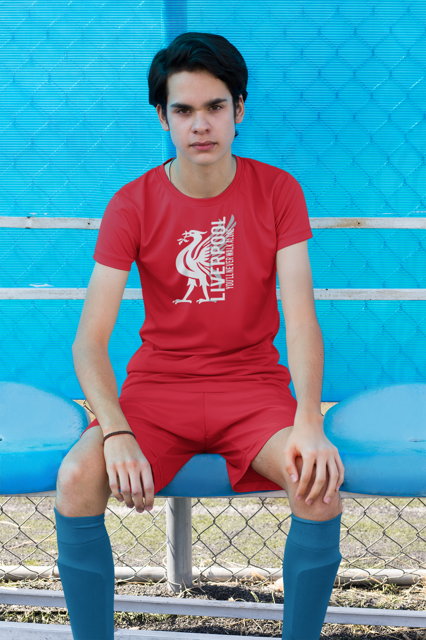 Liverpool röd T-shirt med Liverbird You'll never walk alone