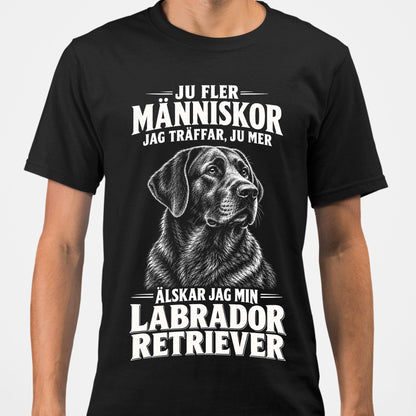 Labrador retriever Hund T-shirt – Ju fler människor – Svart