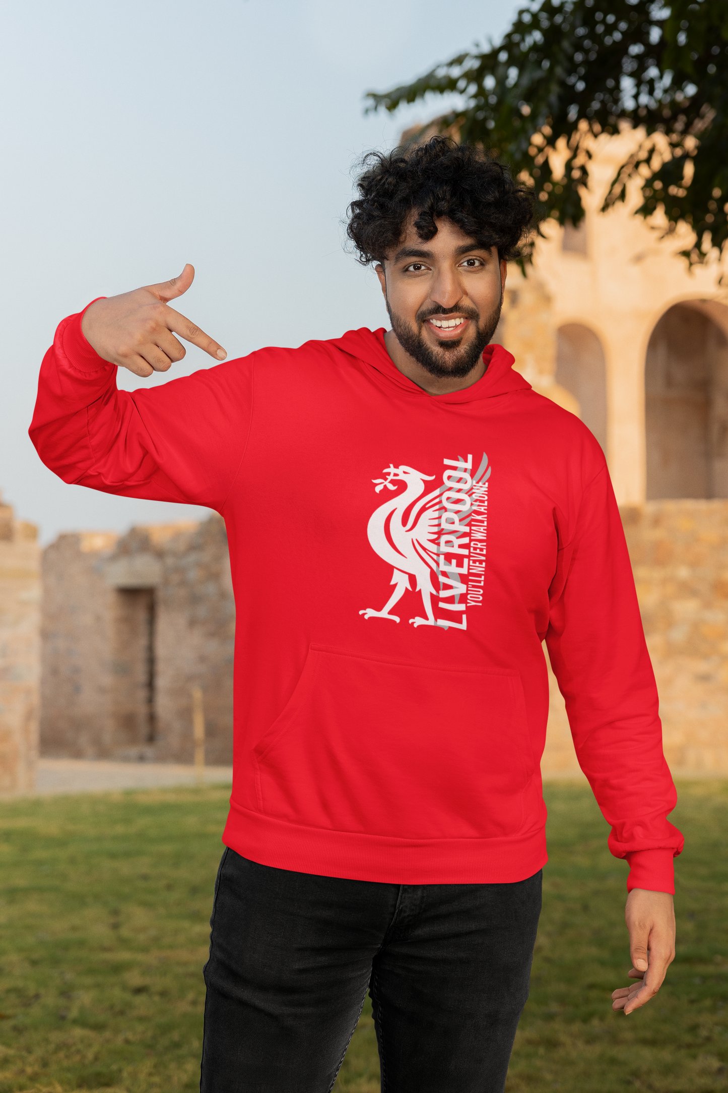 Liverpool huvtröja logo Hoodie Sweatshirt - Never walk alone